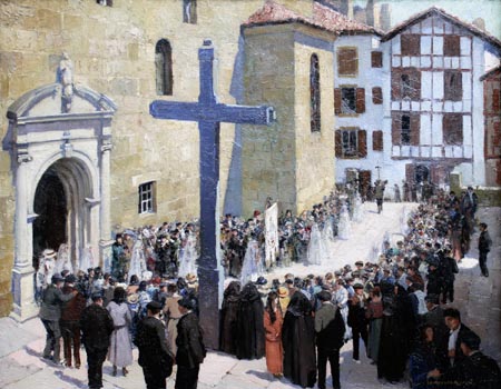 Georges Masson, Sortie de procession à Ciboure, 1923